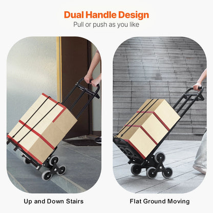 VEVOR 460 lbs Stair Climbing Cart Folding Hand Truck Dolly with Handle 6 Wheels & 2 Elastic Ropes for Shopping Moving Warehouse Wild Frontier Gear LLC