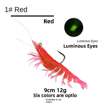 1Pcs Lifelike Artificial Luminescent Shrimp Fishing Lure Fishing Luminous Lures Fishing Bait Hooks 9cm 12g Shrimp Fake Bait