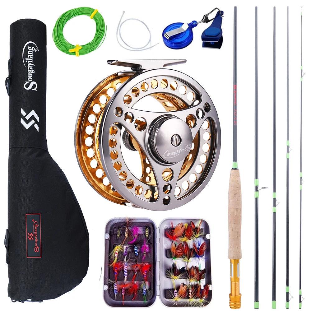 Sougayilang Fly Fishing Rod and Reel Full Kit 5sections Carbon Fly Fishing Rod and 5/6 Reel Perch Fly Fishing Suitable for Pesca - Wild Frontier Gear LLC