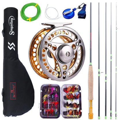 Sougayilang Fly Fishing Rod and Reel Full Kit 5sections Carbon Fly Fishing Rod and 5/6 Reel Perch Fly Fishing Suitable for Pesca - Wild Frontier Gear LLC