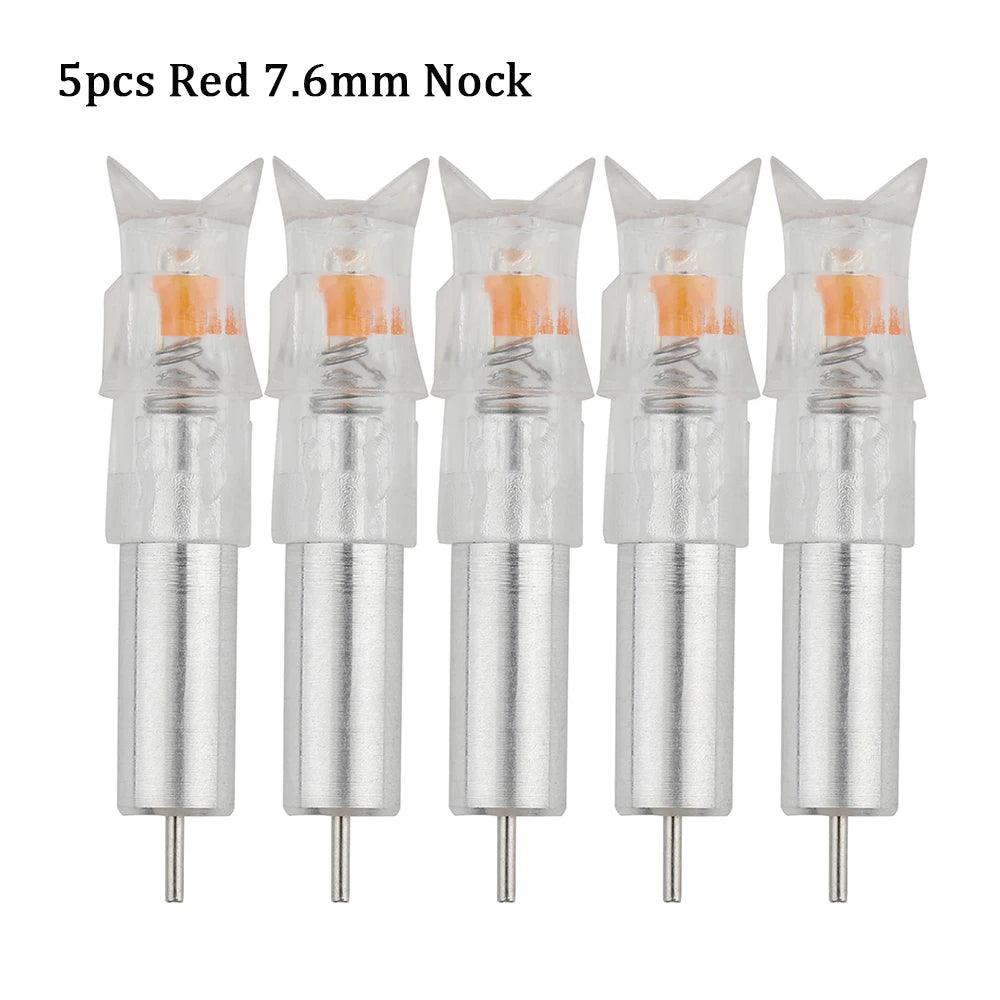 5/6pcs Archery LED Lighted Nocks Fit 7.6mm Universal Arrow Shaft Glowing Tail Carbon Crossbow Bolts Hunting Shooting Accessories - Wild Frontier Gear LLC