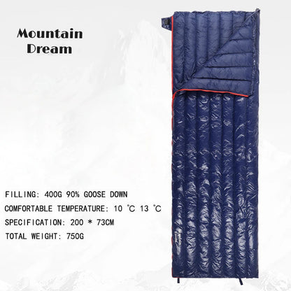 Mountaindream Outdoor camping hiking portable envelope 90% goose down 200*73 sleeping bag 3 seasons warm Wild Frontier Gear LLC