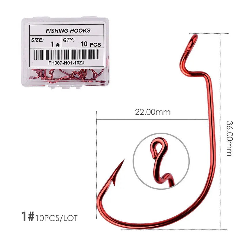 10pcs/ Box Fishing hook Offset 8# - 5/0# crank hook for soft worm bait fishhook crankbait fishing tackle accessories pesca hooks