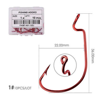 10pcs/ Box Fishing hook Offset 8# - 5/0# crank hook for soft worm bait fishhook crankbait fishing tackle accessories pesca hooks