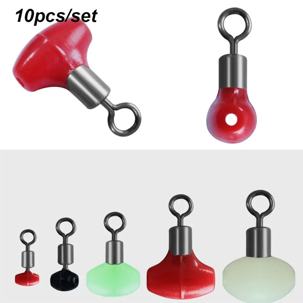 10pcs/bag Cross-Line Swivels & Bead T Shape Pulley Slide Rig Connector Luminous Green Saltwater Fishing Terminal Tackle