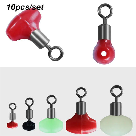 10pcs/bag Cross-Line Swivels & Bead T Shape Pulley Slide Rig Connector Luminous Green Saltwater Fishing Terminal Tackle