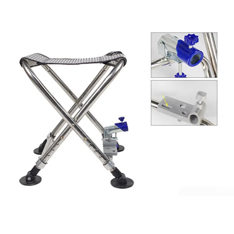 Adult Mini Fishing Chair Seating Foldable Outdoor Stainless Steel All-terain Light Weight  Legs Adjustable Portable Fishing Gear - Wild Frontier Gear LLC