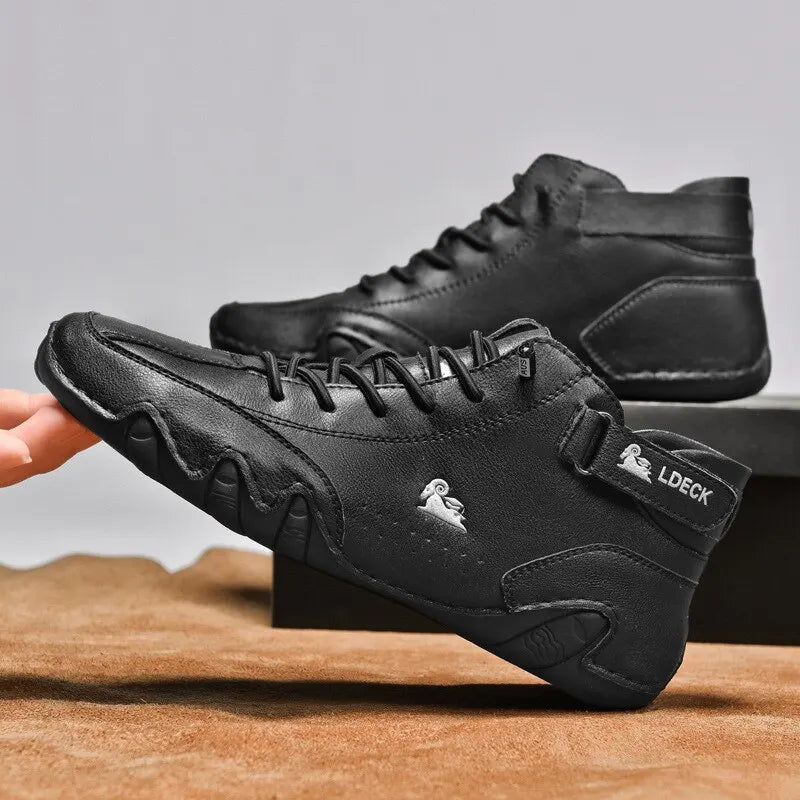 Men Boots Casual Motorcycle Winter Shoes 2023 Waterproof High Top Sneakers Luxury Footwear - Wild Frontier Gear LLC