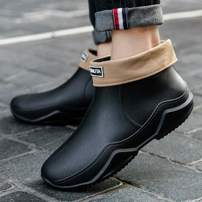 Fashion Couple's Outdoor Rain Boots New Men High Top Hiking Fishing Water Shoes Anti-slip Chef Work Ankle Boots Waterproof Shoes - Wild Frontier Gear LLC