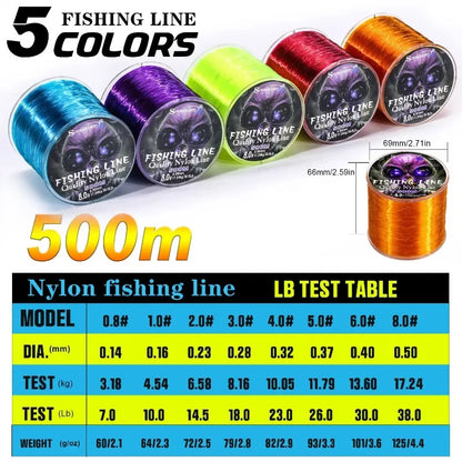 Sougayilang Nylon Fishing Line 100m 500m Super Stronger Japan Monofilament  Line Max Drag 7-38LB Saltwater Freshwater Carp Line