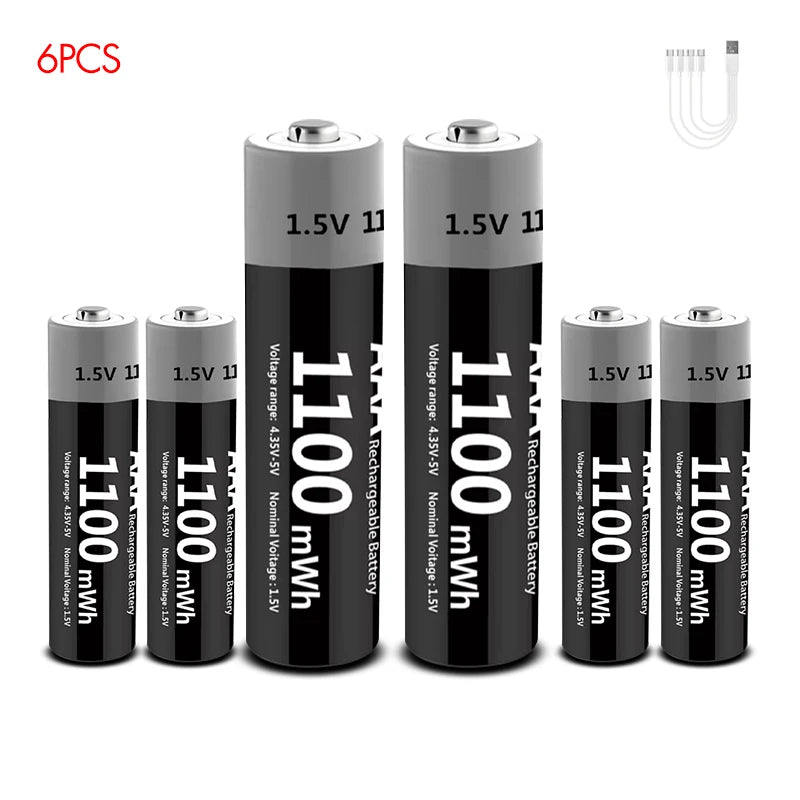 MATOV 1.5V AAA USB Li-ion Rechargeable Battery Aaa 1.5V 1100mWh Lithium Batteries with 4-in-1 Cable for Toys Camera Flashlight Wild Frontier Gear LLC