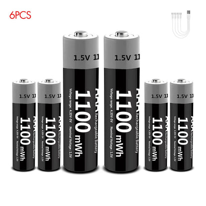 MATOV 1.5V AAA USB Li-ion Rechargeable Battery Aaa 1.5V 1100mWh Lithium Batteries with 4-in-1 Cable for Toys Camera Flashlight Wild Frontier Gear LLC