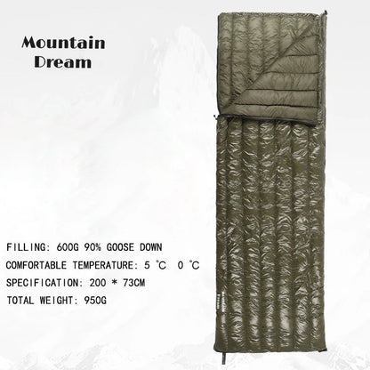 Mountaindream Outdoor camping hiking portable envelope 90% goose down 200*73 sleeping bag 3 seasons warm Wild Frontier Gear LLC