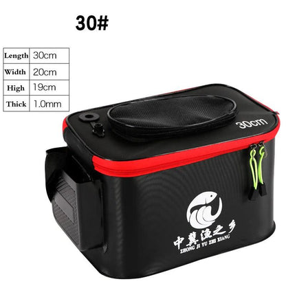 Portable EVA Thicken Waterproof Zipper Fishing Box Portable Folding Bag for Live Fish Bucket, Fishing Tackle with Shoulder Strap - Wild Frontier Gear LLC