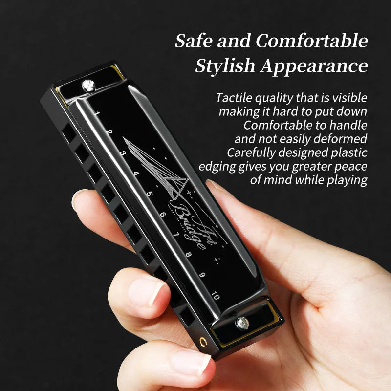 Blues Harmonica Mouth Organ 10 Hole C Key with Case, Diatonic Harmonica for Professional Player, Beginner, Students gifts, Adult Wild Frontier Gear LLC