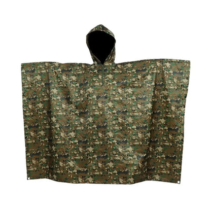 Polyester Twill Camouflage Raincoat, 3 in 1, Floor Mat, Outdoor, Hiking, Camping, Cape Style, 210T