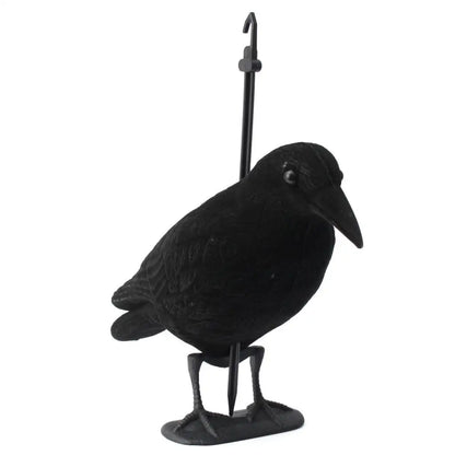 Lifelike Size Full Body Flocked/Hunting Crow Decoy W/ Feet & Stake
