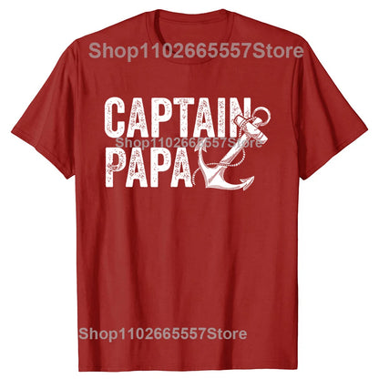 Captain Papa Pontoon Gift Sailor Fishing Boating T Shirts Summer Style Graphic Cotton Streetwear Short Sleeve Birthday T-shirt - Wild Frontier Gear LLC