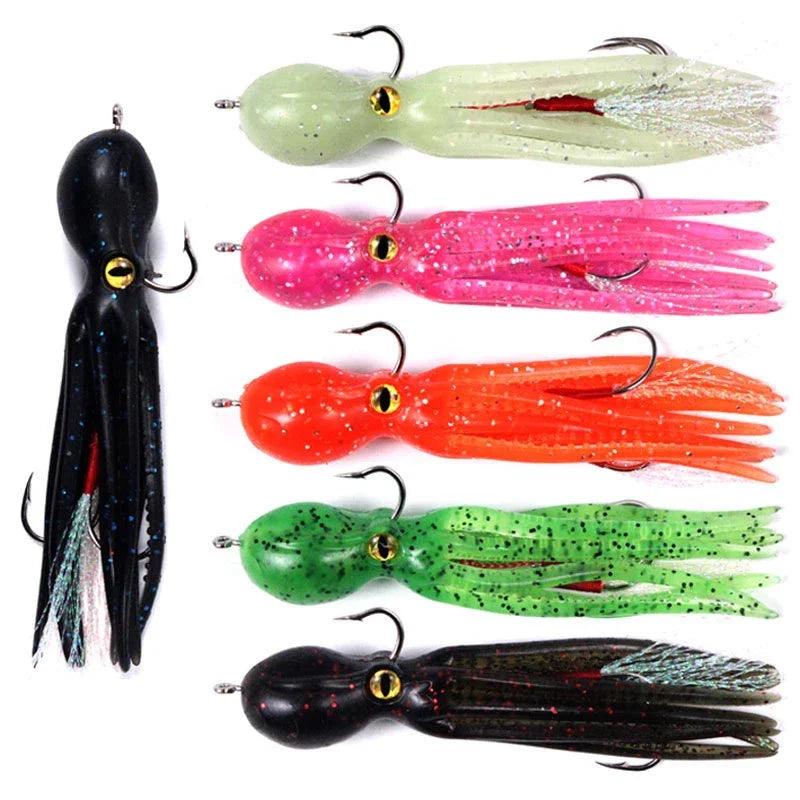 22g Silicone Octopus Double Hook Fishing Lure Baits - Triple Jig Sinking Swimbaits for Bass, Trout, and Shad - Wild Frontier Gear LLC