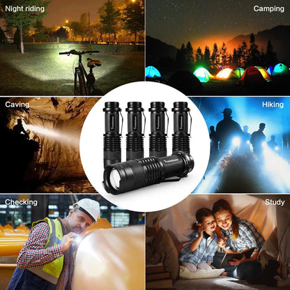 5 PCS Mini Brightest Led Flashlight Tactical Flashlights Powerful LED Torch  Zoomable Flashlamp Powered by AA batteries or 14500