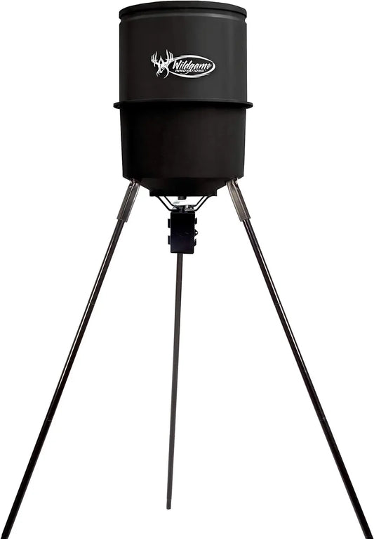 Game Feeder with Digital Timer | Durable Tripod Corn/Pellet Hunting Feeder with 1-4 Available Feed Times &