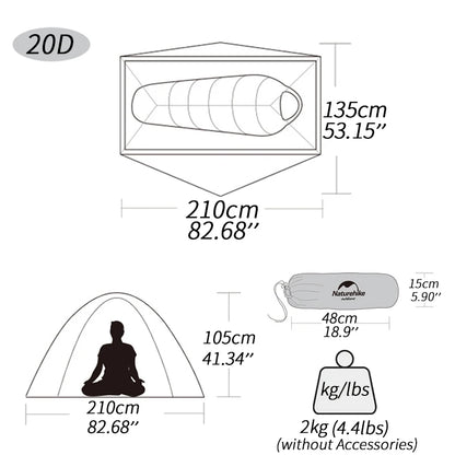 Naturehike Cycling Tent Ultralight 20D Single Person Tent - Wild Frontier Gear LLC
