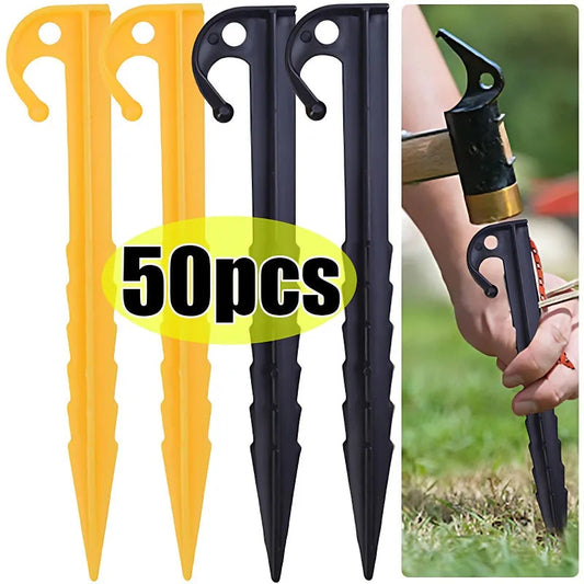 Outdoor Camping Tent Nails Sand Ground Triangular Stake Ground Awning Camping Tools Plastic Tent Pegs Nail Accessories 50/10pcs Wild Frontier Gear LLC
