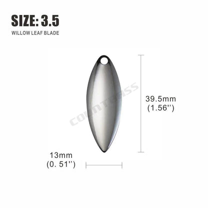 Countbass 50pcs Nickel-Plated Steel Willow Spinner Blades for DIY Fishing Lures - Smooth Finish, Perfect for Tackle Craft - Wild Frontier Gear LLC