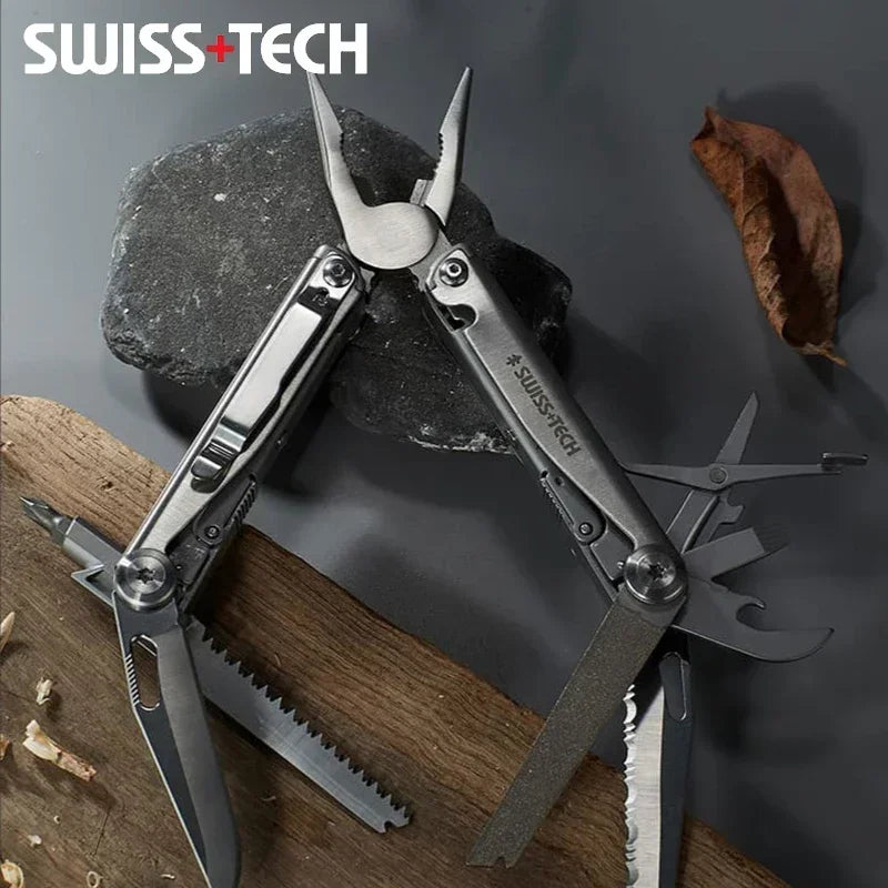 SWISS TECH 18 in 1 Multitool Pliers Folding Multi-functional Combination Tool Pocket Knife Portable EDC Outdoor Equipment Wild Frontier Gear LLC