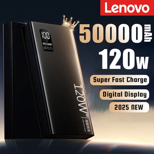 Lenovo 120W High Capacity Power Bank 50000mAh Fast Charging Powerbank Portable Battery Charger For iPhone Samsung Huawei 2025 Wild Frontier Gear LLC