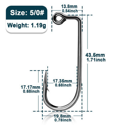 Fishing Jig Hook 50~200Pcs 90 Degree Jig Hook High Carbon Steel Long Shank Jig Head Mold Aberdeen Hook Saltwater Fishing Tackle