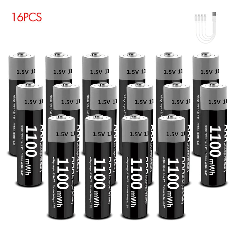 MATOV 1.5V AAA USB Li-ion Rechargeable Battery Aaa 1.5V 1100mWh Lithium Batteries with 4-in-1 Cable for Toys Camera Flashlight Wild Frontier Gear LLC