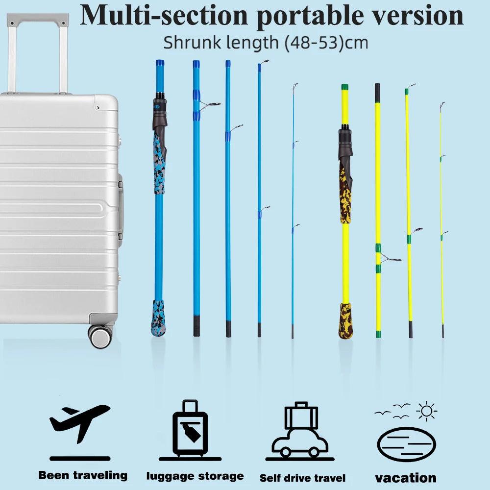 BUDEFO MULTI-SECTION Carbon Baitcasting Fishing Rod - Travel-Friendly 1.8m, 2.1m, 2.4m Lure Rods - Wild Frontier Gear LLC