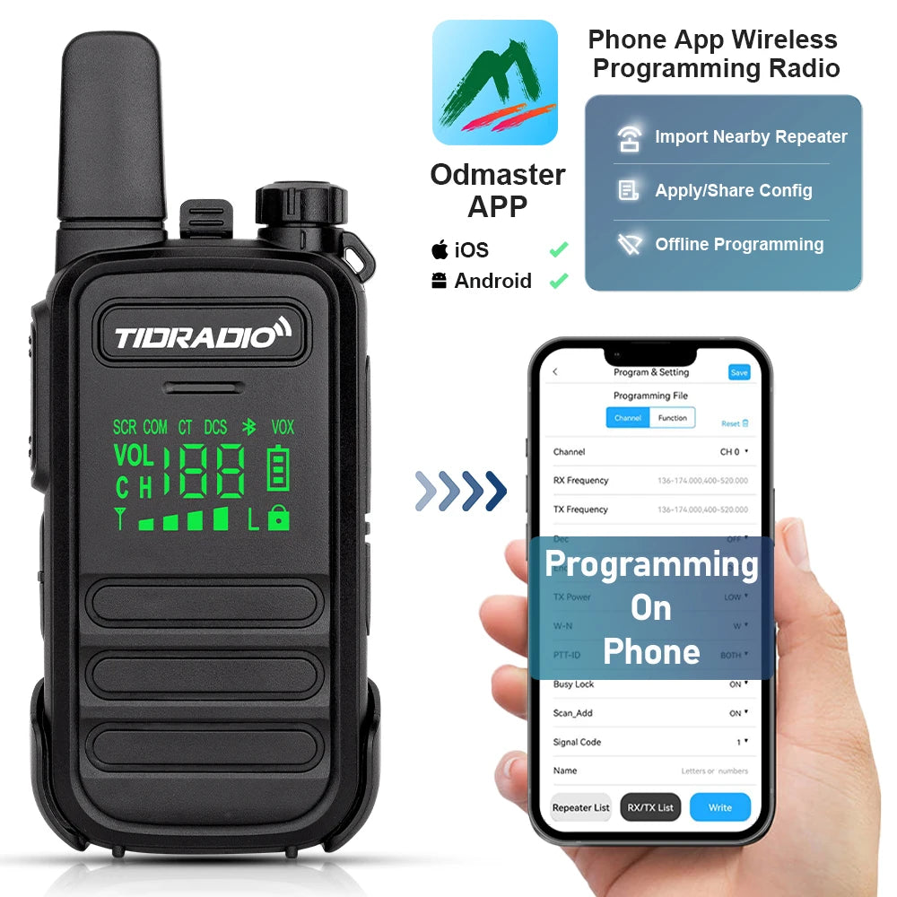 TIDRADIO 2pcs TD-M11 Mini Walkie Talkie FRS Long Range Rechargable Portable Kids Two Way Radio Type-C Charger for Camping Trip