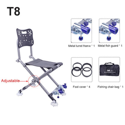 Folding Camping Chair Stool Portable Fishing Chair 180 Degree Adjustable Backrest Four-leg Recliner Aluminum Alloy Fish Chair - Wild Frontier Gear LLC