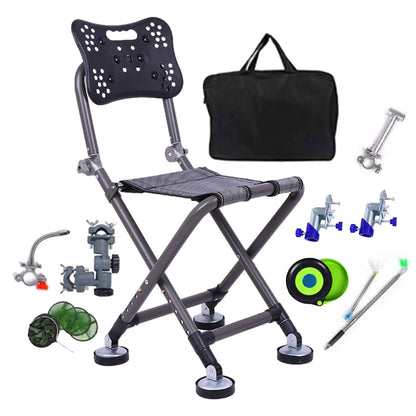 Portable Four-leg Fishing Chair Folding Fish Chair 180 Degree Adjustable Backrest Recliner Aluminum Alloy Camping Chair Stool - Wild Frontier Gear LLC