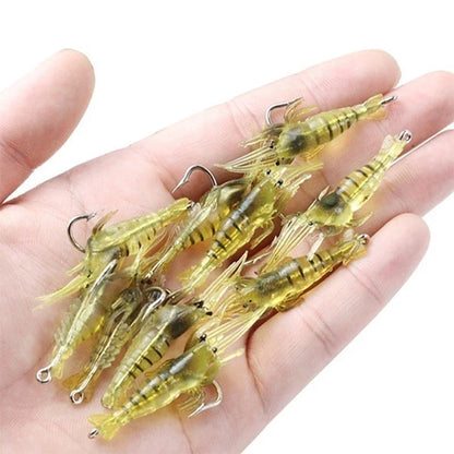 Soft Silicone Simulation Shrimp Lure With Hook Artificial Baits Fishing Lures Fishing Accessory Set 5/10/20/50/100PCS Optional