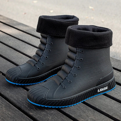 Versatile Casual Short-barreled Waterproof Shoes Men Women Lined With Fleece Warmth Anti-slip Wear-resistant Outdoors Rain Boots - Wild Frontier Gear LLC