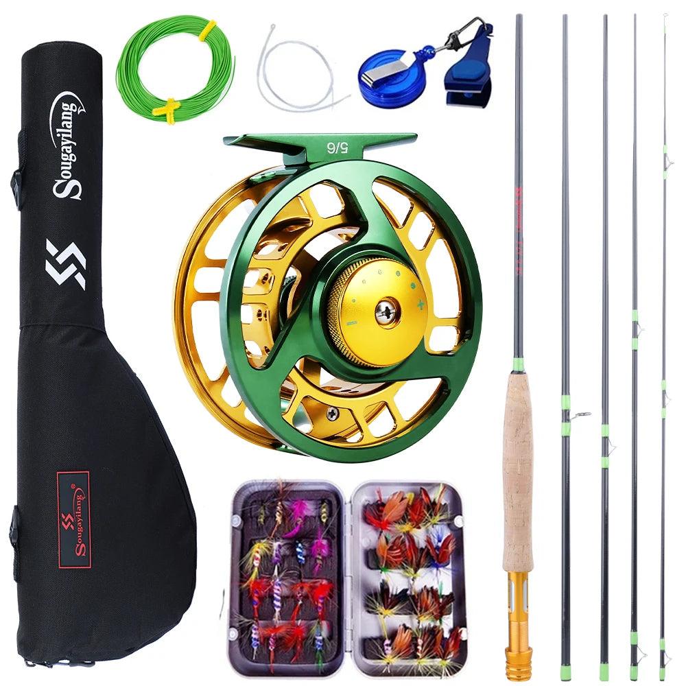 Sougayilang Fly Fishing Rod and Reel Full Kit 5sections Carbon Fly Fishing Rod and 5/6 Reel Perch Fly Fishing Suitable for Pesca - Wild Frontier Gear LLC
