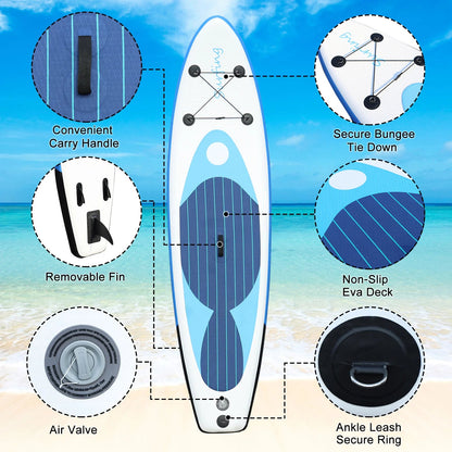 129.92" 29.53"5.91" Inflatable Stand Up Paddle Board Non-Slip Wide Surfboard Water Sports with All Accessories ﻿ Wild Frontier Gear LLC