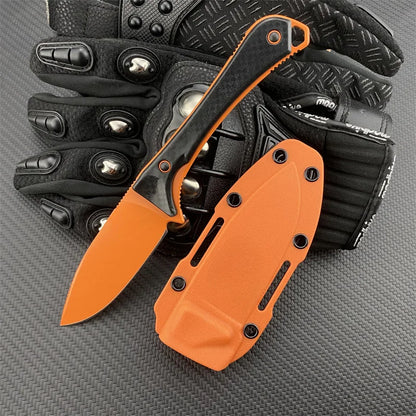 15201 Fixed Blade Knife Drop Point Blade Camping Hunting Self-defense Durable Portable Tools with Sheath Knives for Men Gifts