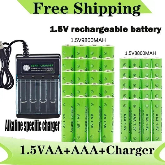 Original Rechargeable Battery 1.5V AA9800mAh+AAA8800mAh+Charger for Computer Clock Radio Video Game Digital Camera AA AAAbattery Wild Frontier Gear LLC
