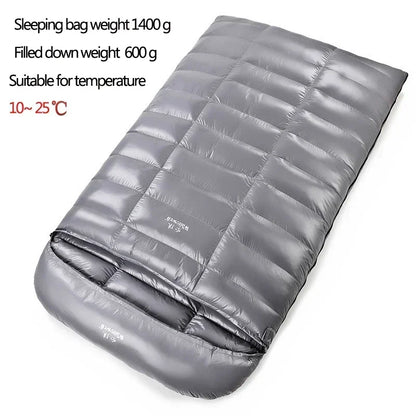 2 Person White Duck Down Filled Camping Or Home Sleeping Bag Thin Suitable For Warm Weather Size 220 X 130cm Large Space