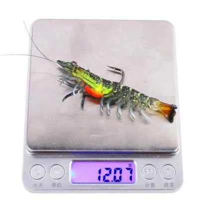 1Pcs Lifelike Artificial Luminescent Shrimp Fishing Lure Fishing Luminous Lures Fishing Bait Hooks 9cm 12g Shrimp Fake Bait