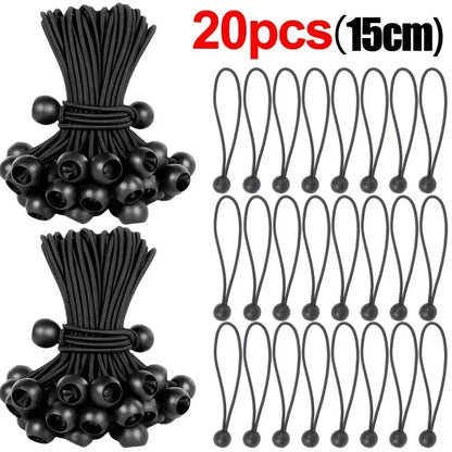 Outdoor Elastic Ball Rope Bungee Cords Portable Tent Fixing Tarpaulin Awning Canopy Heavy Duty Tarp Tie Down for Shelter Cargo Wild Frontier Gear LLC