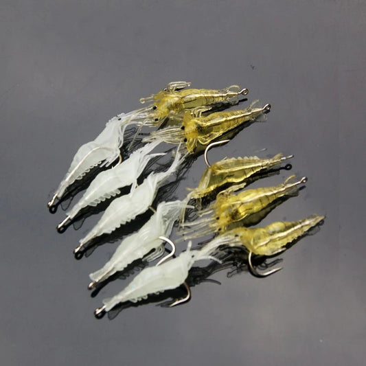 10pcs Wholesale Bionic Glow-in-the Dark Fake Shrimp Lure 4cm With Hook Smell Soft Shrimp Lure