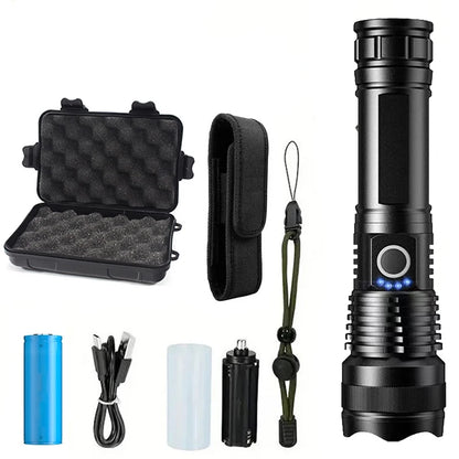 Rechargeable Flashlights High Power LED Tactical Flashlight Super Bright Handheld Hunting Torch Light for Emergency Hiking