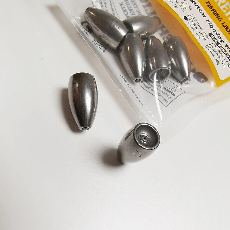Lureholic Texas  Tungsten Sinkers Flipping Worm 1/16-2 OZ Bullet Weights Columnar 3.5-56g Bass Fishing Lures Accessories Wild Frontier Gear LLC
