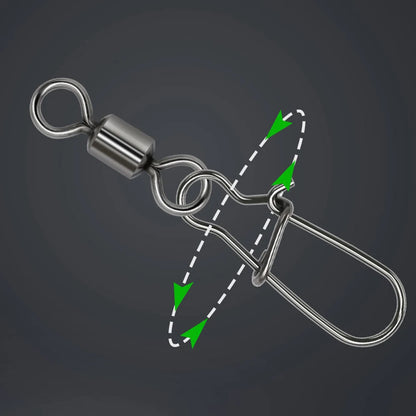 DNDYUJU 10 To 50X Fishing Swivel Snap Pin Bearing Rolling Swivel Stainless Steel Snap Fishing Connector Fishhook Lure Tools