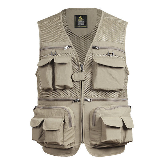 Fishing Vest Breathable Fishing Travel Mesh Vest with Zipper Pockets Summer Work Vest for Outdoor Activities - Wild Frontier Gear LLC